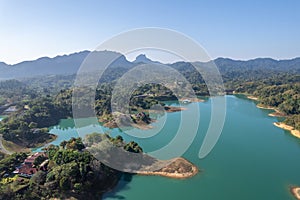 Khao Sok Thailand , drone aerial view over the lake