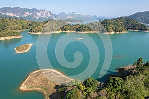 Khao Sok Thailand , drone aerial view over the lake