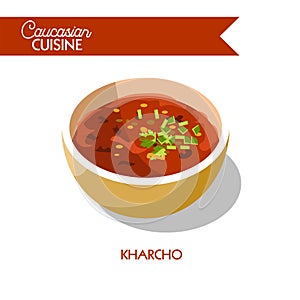 Kharcho soup Caucasian Georgian cuisine vector flat icon
