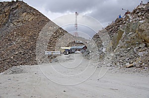 The Khardungla pass between Leh and Diskit in Ladakh, India