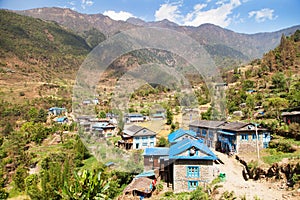 Kharikhola village, Nepalese Himalayas mountains