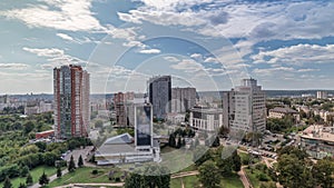 Kharkiv city panorama from above all day timelapse. Ukraine.