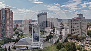 Kharkiv city panorama from above all day timelapse. Ukraine.