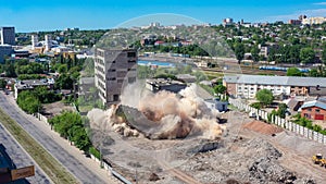 Kharkiv, Ukraine: collapsing old abandoned building after undermining