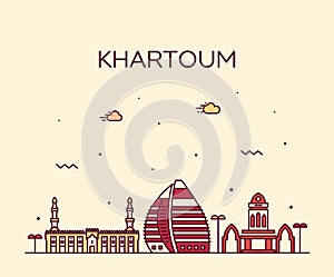 Khartoum skyline Sudan vector big city line style