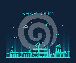Khartoum skyline Sudan vector big city line style photo