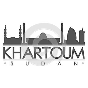Khartoum Sudan Africa Silhouette Icon Vector Art Flat Shadow Design Skyline City Silhouette Template Logo