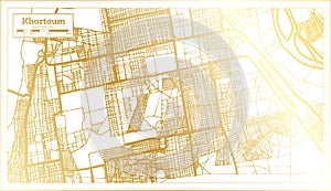 Khartoum Sudan City Map in Retro Style in Golden Color. Outline Map