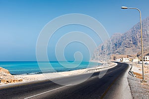 Khasab Coastal road in Musandam Governorate of Oman