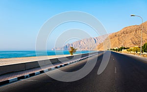 Khasab Coastal road in Musandam Governorate of Oman