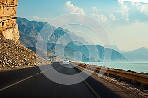 Khasab Coastal road in Musandam Governorate of Oman