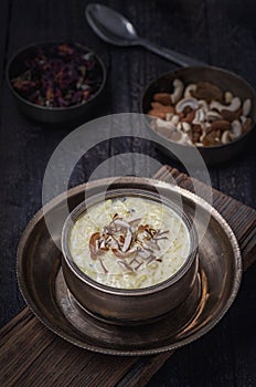Kheer or Payasam is a rice pudding served in traditional utensils