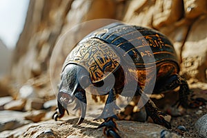 Khepri: The Celestial Scarab A dung beetle that rolls the sun across the sky, GEnerative AI