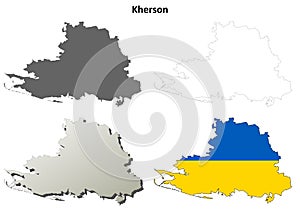 Kherson blank outline map set