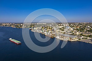 Kherson city landscape near the Dnieper river aerial view