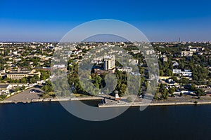 Kherson city landscape seafront aerial view.