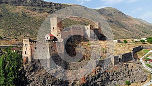 Khertvisi fortress Aerial view Georgia Mtkvari river