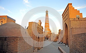 Khiva: minaret on sunset