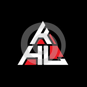 KHL triangle letter logo design with triangle shape. KHL triangle logo design monogram. KHL triangle vector logo template with red