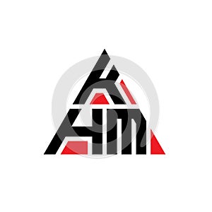 KHM triangle letter logo design with triangle shape. KHM triangle logo design monogram. KHM triangle vector logo template with red