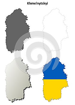 Khmelnytskyi blank outline map set