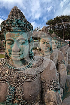 Khmer ancient sculptures nearby Angkor Wat