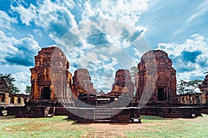 Khmer Architecture of Prasat Muang Tam Castle, Buriram.