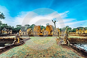 Khmer Architecture of Prasat Muang Tam Castle, Buriram.