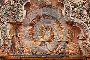 Khmer relief in Banteay Srei