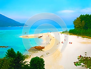 Kho Lipe, Satun, Thailand - Longtail boats taxi on the beach