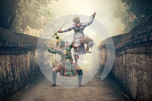 Khon is traditional dance drama art of Thai classical masked