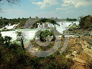 The Khone Phapheng Waterfall in Si Phan Don (4,000 Islands), LAOS. The largest waterfall in southeast Asia