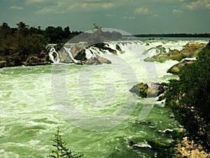 The Khone Phapheng Waterfall in Si Phan Don (4,000 Islands), LAOS. The largest waterfall in southeast Asia