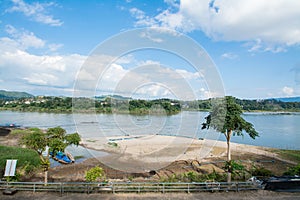 Khong river with bluesky ,Chiangrai ,Thailand