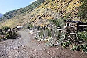 Khonischala village in Khevsusreti region, Georgia