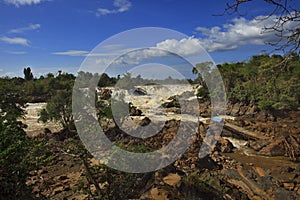 Khonprapeng water fall or mekong river in champasak southern of