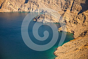 Khor Najd, a fjord in Musandam peninsula, Oman.