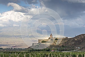 Khor Virap Monastery in a landscape of Armenia