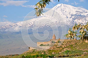 Khor Virap monastery and Mount Ararat, Armenia photo