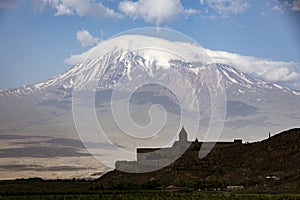 Khor Virap monastery seen with Mt Ararat