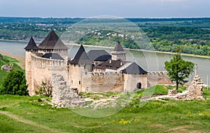 Khotyn castle on Dniester riverside. Ukraine photo
