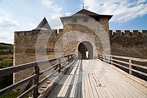 Khotyn, Ukraine - JULY 29, 2009: Main gateway to Khotyn Fortress in Ukraine