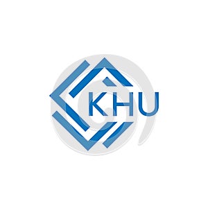 KHU letter logo design on white background. KHU creative circle letter logo concept photo