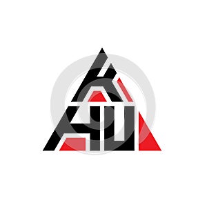 KHU triangle letter logo design with triangle shape. KHU triangle logo design monogram. KHU triangle vector logo template with red