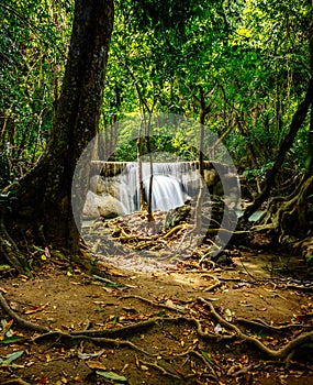 Khuean Srinagarindra National Park, Huay Mae Khamin Waterfalls, in Kanchanaburi, Thailand