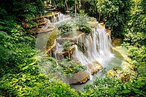 Khuean Srinagarindra National Park, Huay Mae Khamin Waterfalls, in Kanchanaburi, Thailand