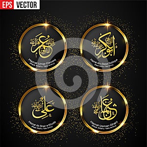 Khulafaurrasyidin - Abu Bakar, Umar, Usman, Ali Four Calipath in Islam Arabic Calligraphy Art