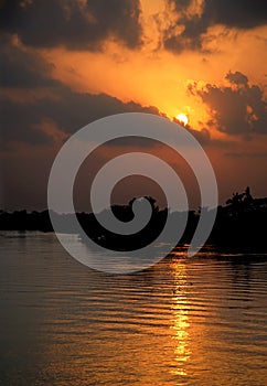 Khulna, Bangladesh: Sunset on the Rupsa River near Khulna