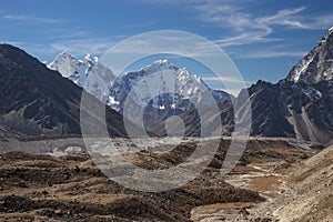 Khumbu glacier and Kantega mountain peak, Everest region photo