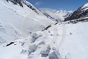 Khunjerab border between China and Pakistan in winter, Pakistan